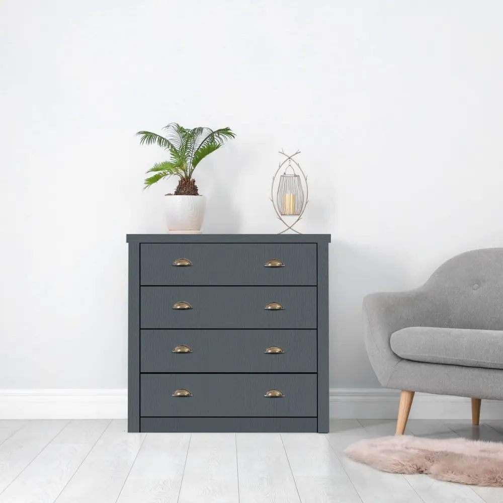 Holzdekor „Charcoal Blue“ – Klebefolie in Holzoptik