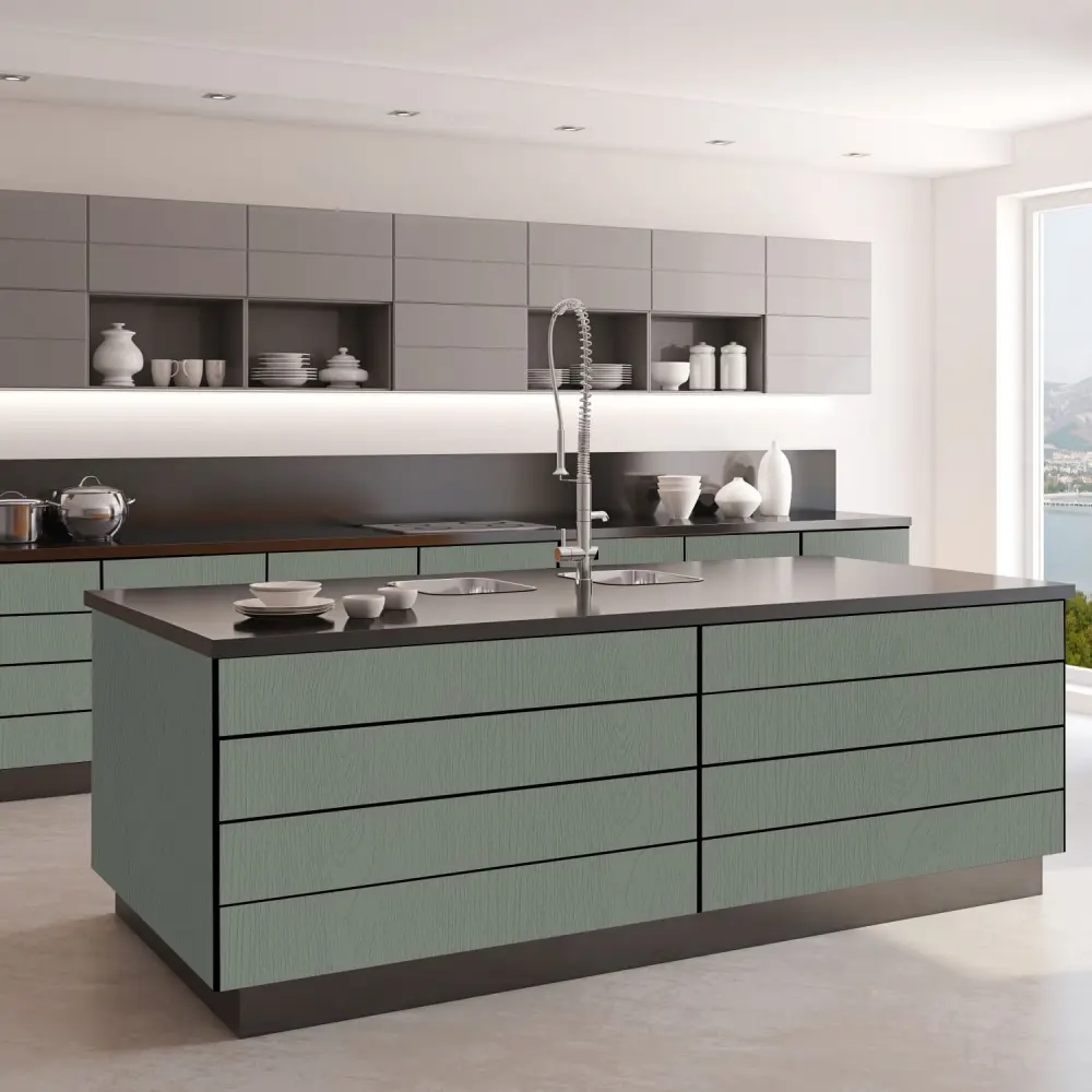 Holzdekor „Smokey Green“ – Klebefolie in Holzoptik