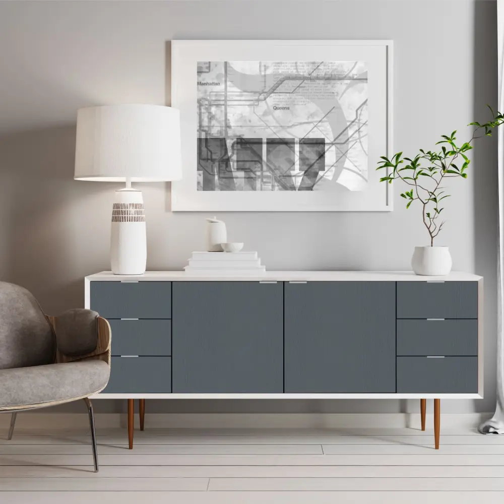 Holzdekor „Charcoal Blue“ – Klebefolie in Holzoptik